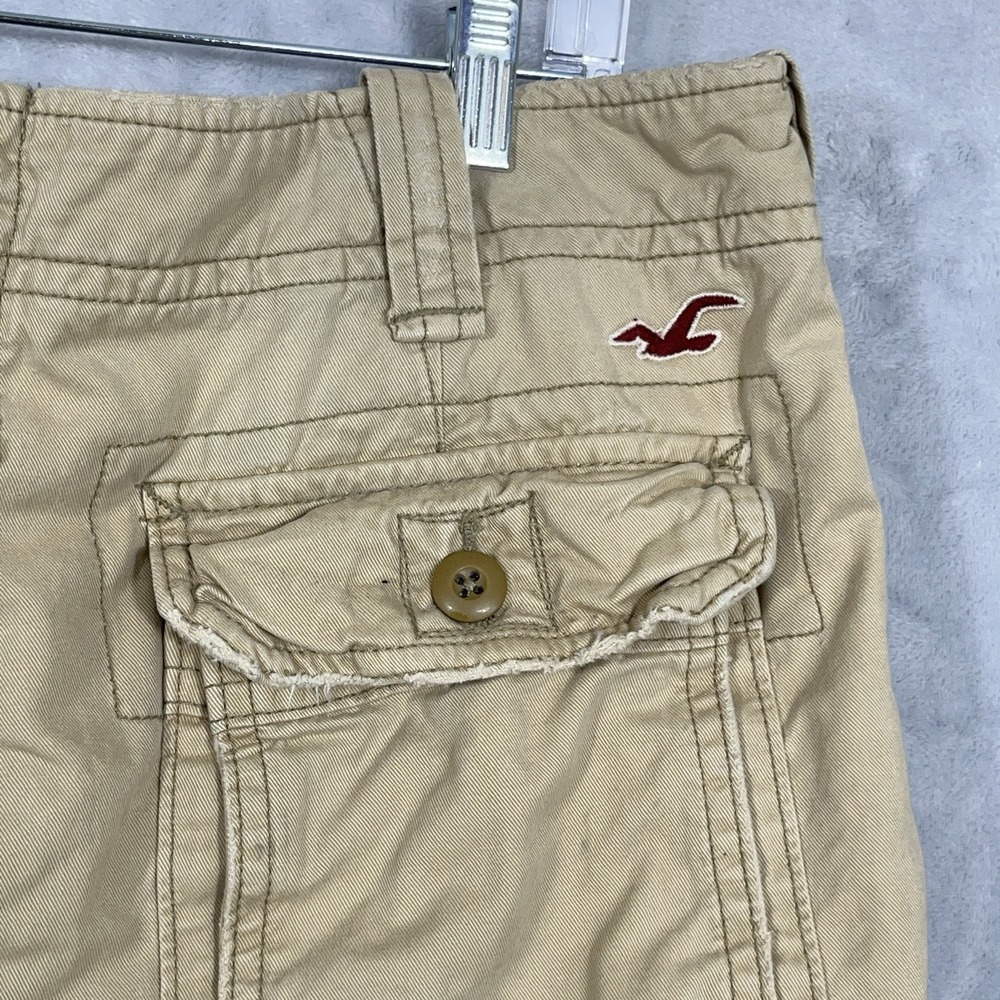 Hollister Y2K Cargo Shorts Mens 36 Beige Baggy Khaki Button Fly Canvas Pockets - Picture 8 of 11